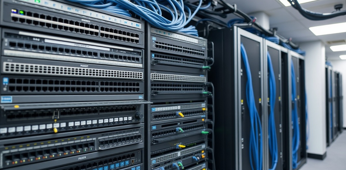 Professional network server room with enterprise infrastructure